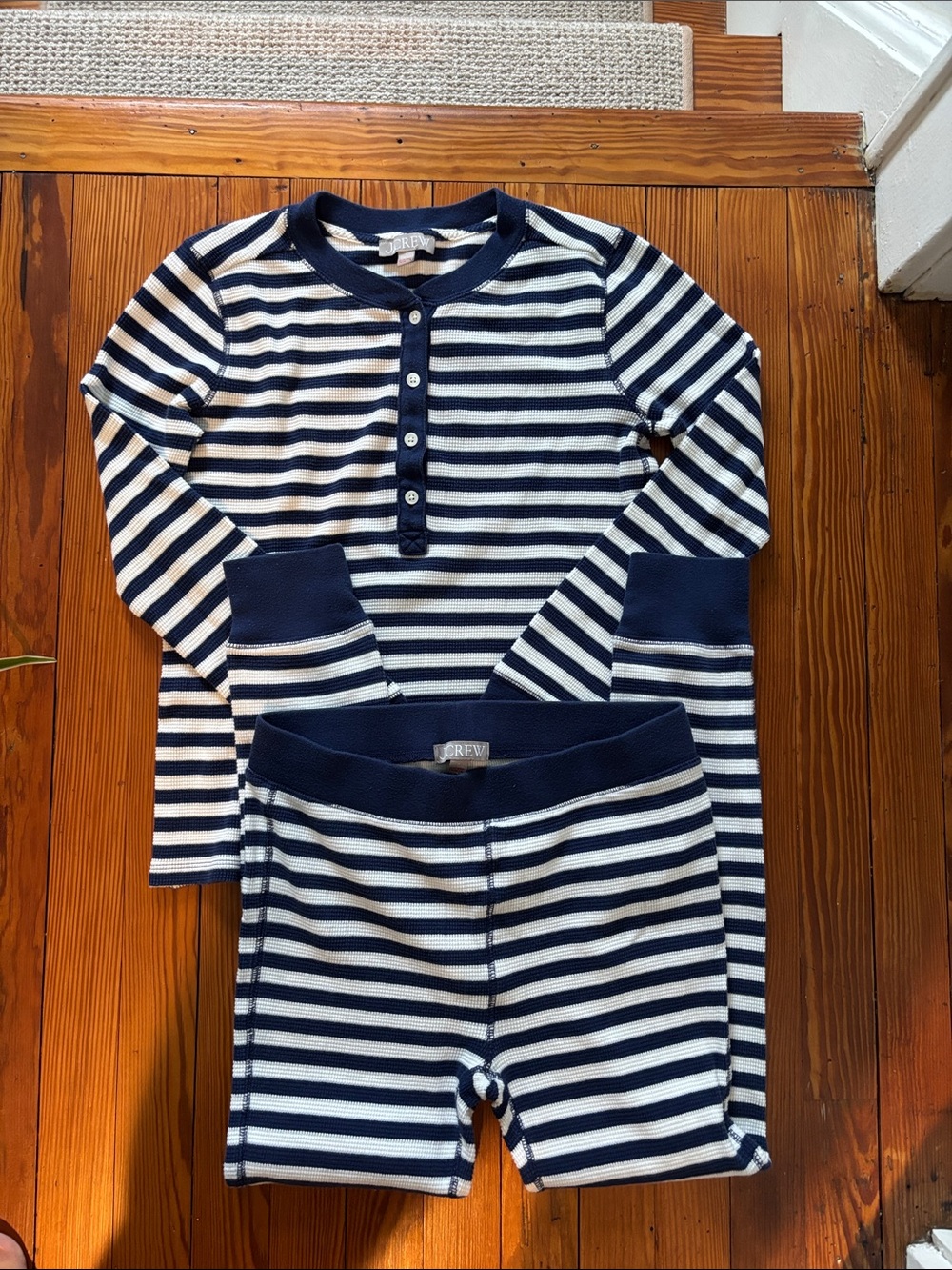J. Crew Women’s Navy and White Striped Pajama Set, S